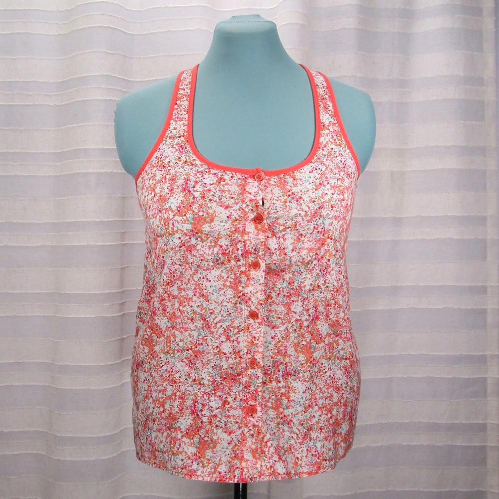 Splendid Splatter Print Button Down Tank Top - S - image 1